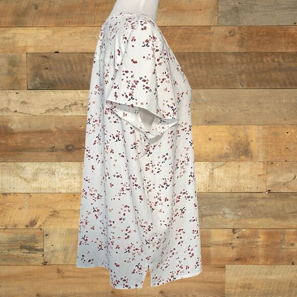 HILARY RADLEY Abstract Floral Print, Tunic Style Top, Short Sleeves, Size XL - Picture 8 of 10